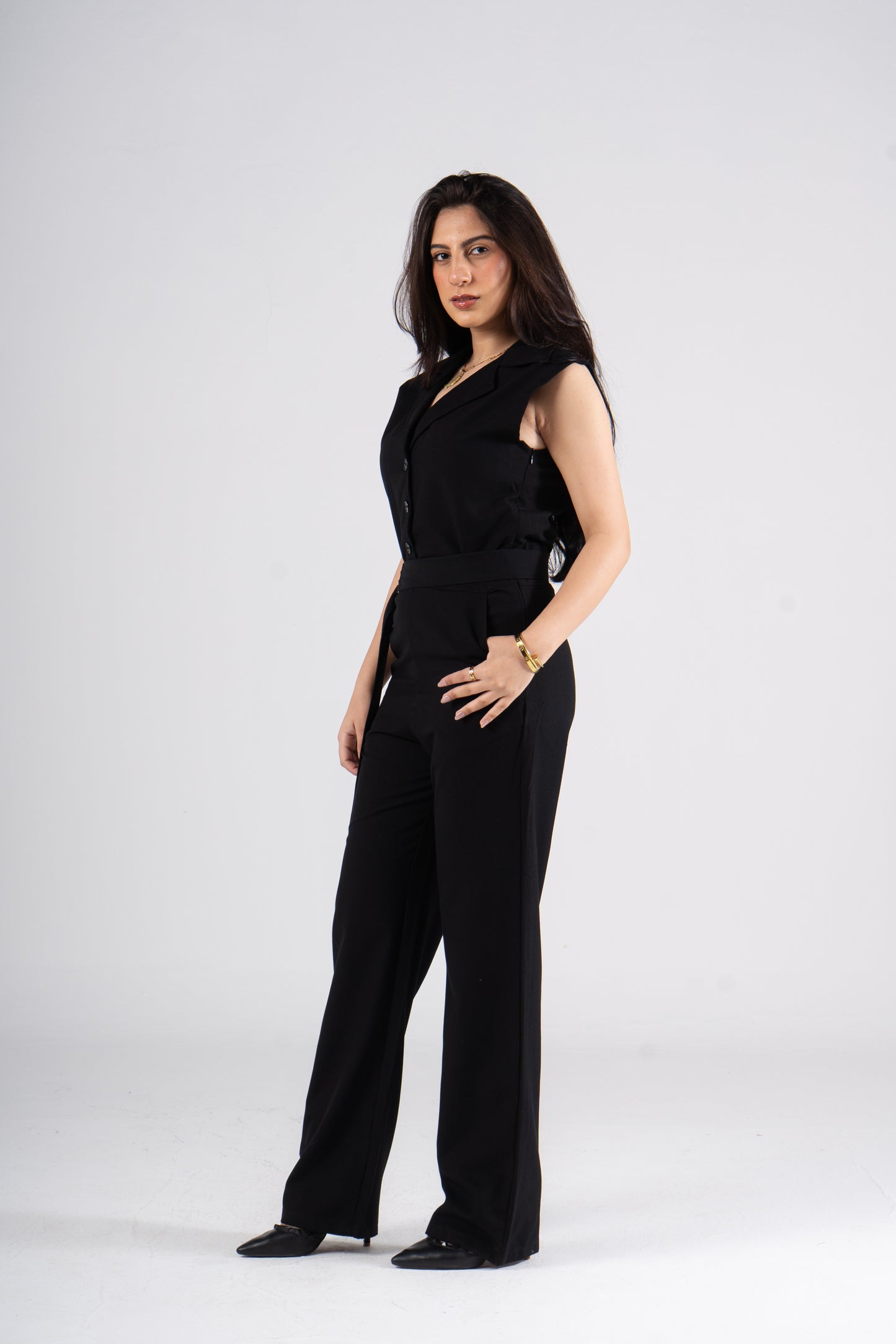 Black Jumpsuit With Adjustable Belt