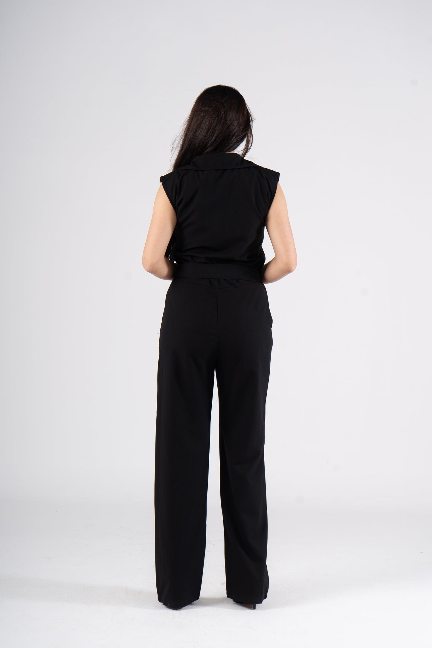 Black Jumpsuit With Adjustable Belt