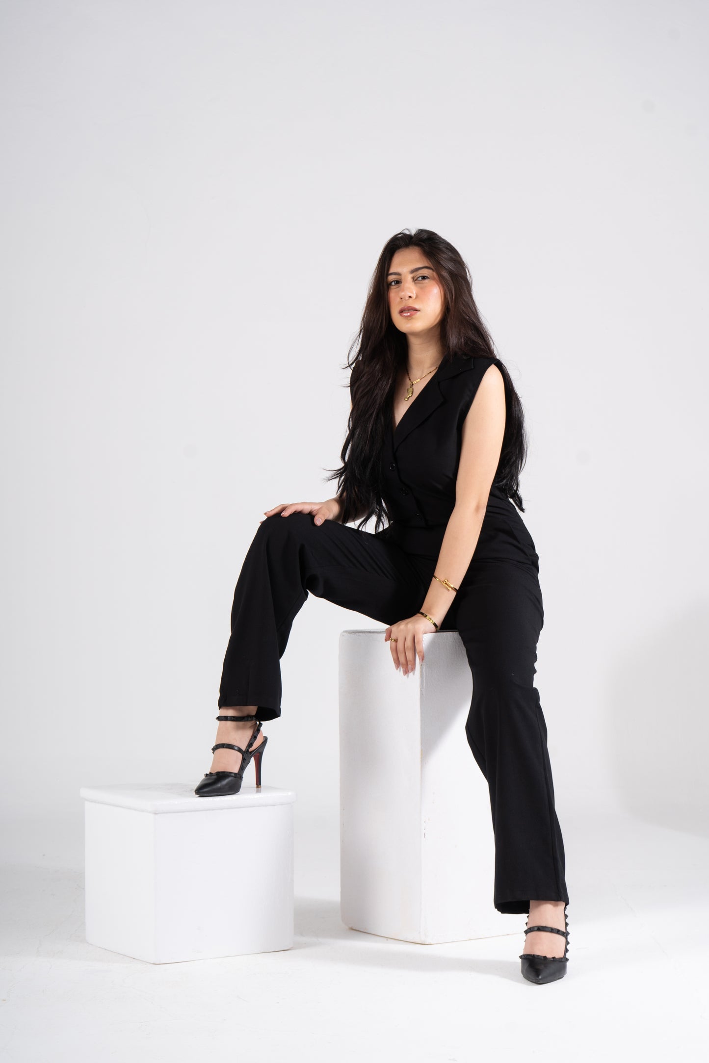 Black Jumpsuit With Adjustable Belt