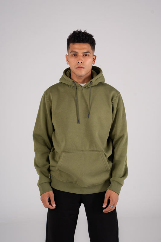 Olive Plain Melton Hoodie - هودي ميلتون سادة