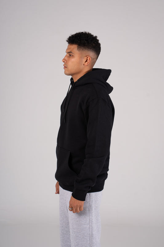 Black Plain Melton Hoodie - هودي ميلتون سادة