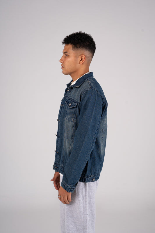 Front Pocket Denim Jacket- جاكيت جينز بجيب امامي
