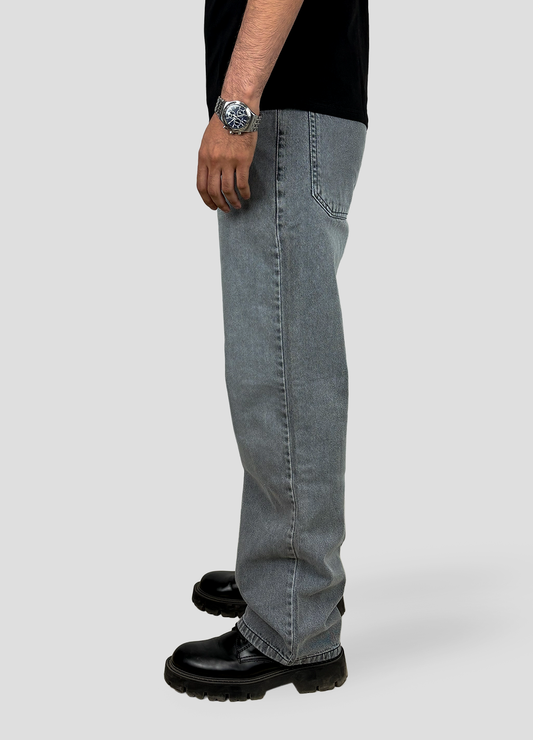 Dark Gray Baggy Fit Denim, 100% Cotton