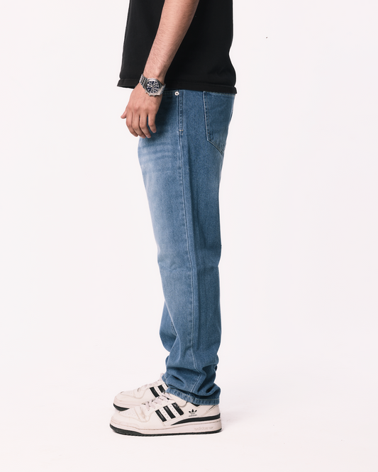 Regular Fit Denim Pants - Washed Light Blue