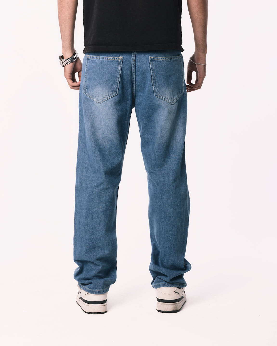 Regular Fit Denim Pants - Washed Light Blue