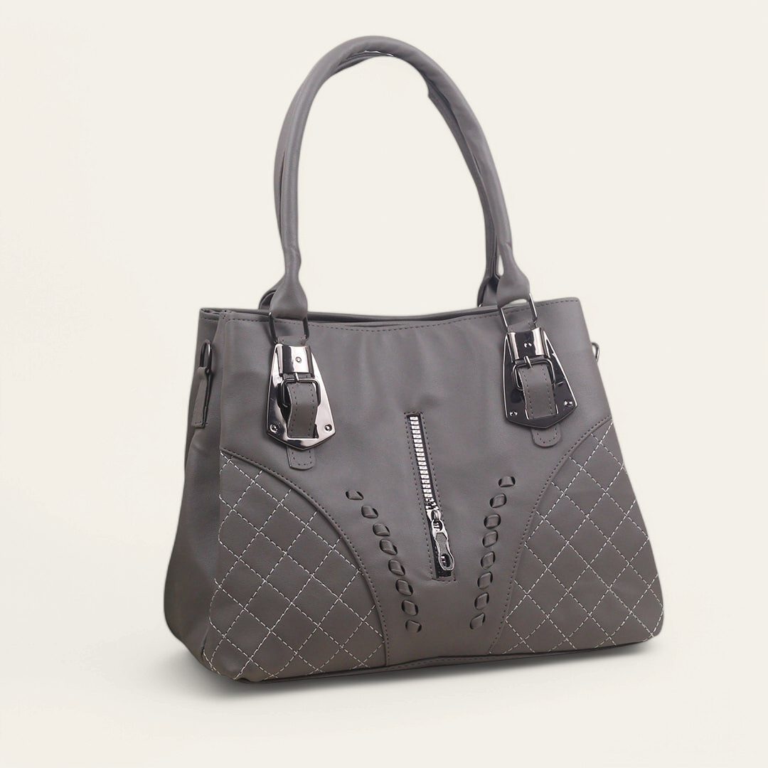 Gray Classic Handbag with Extra Strap