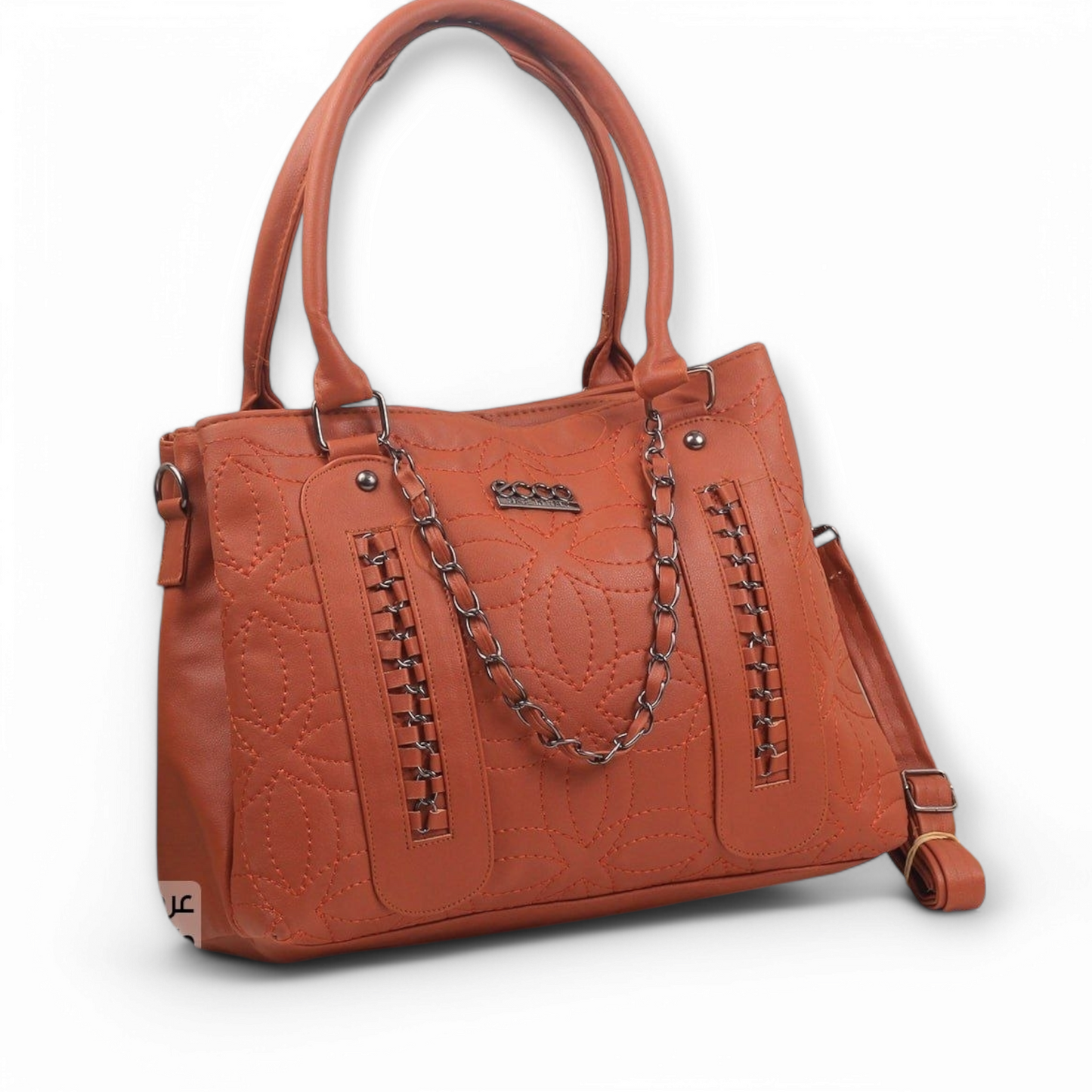 Havana Stitched Leather Handbag - حقيبة يد جلدية مخيطة هافانا