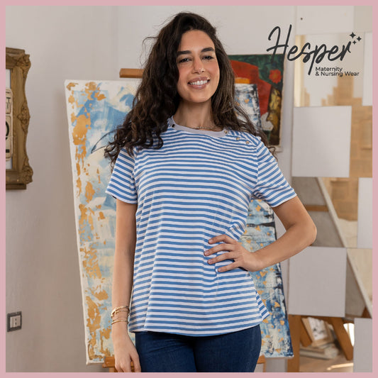 تي شيرت صيفي أزرق للرضاعة الطبيعية
