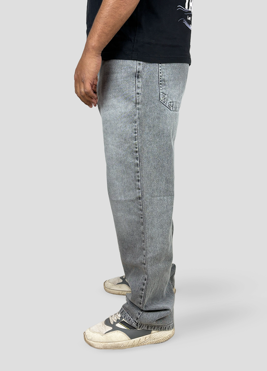 Icy Gray Baggy Fit Denim, 100% Cotton