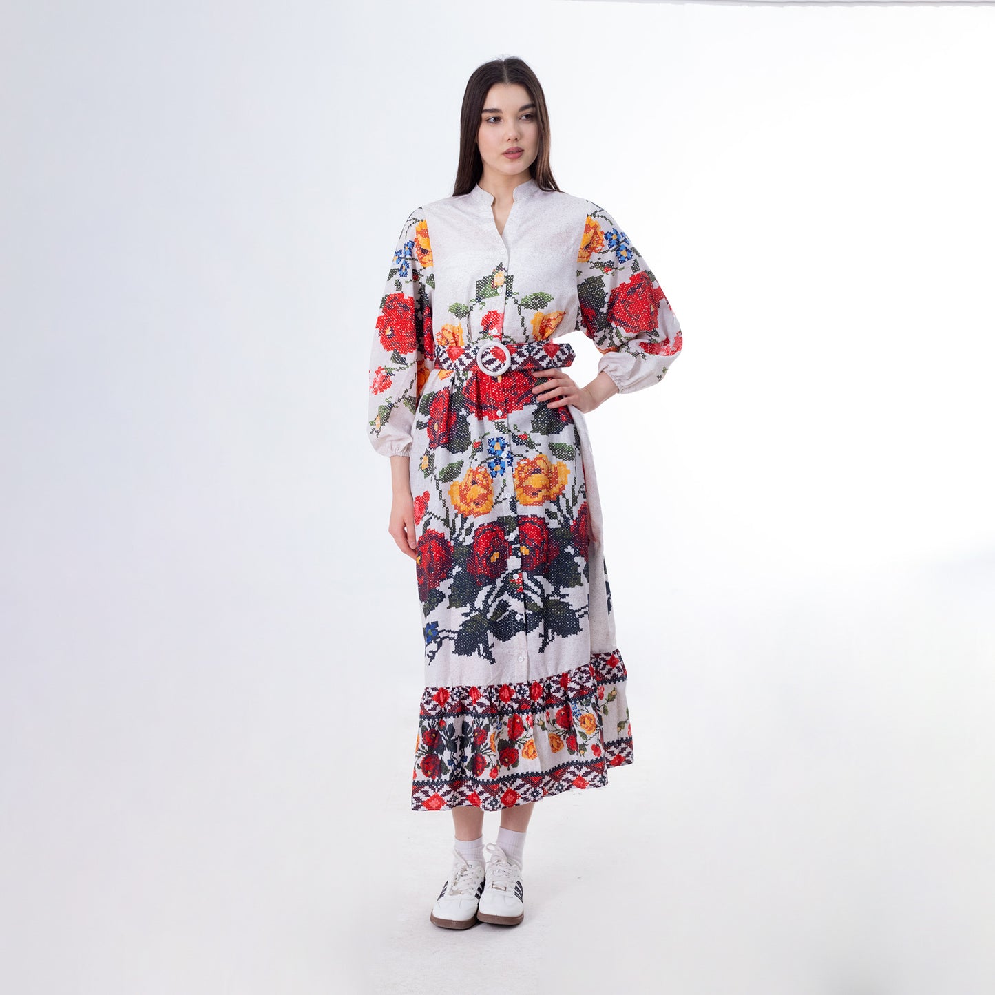 Off-White Summer Floral Dress - فستان صيفي مزهر باللون الأبيض العاجي