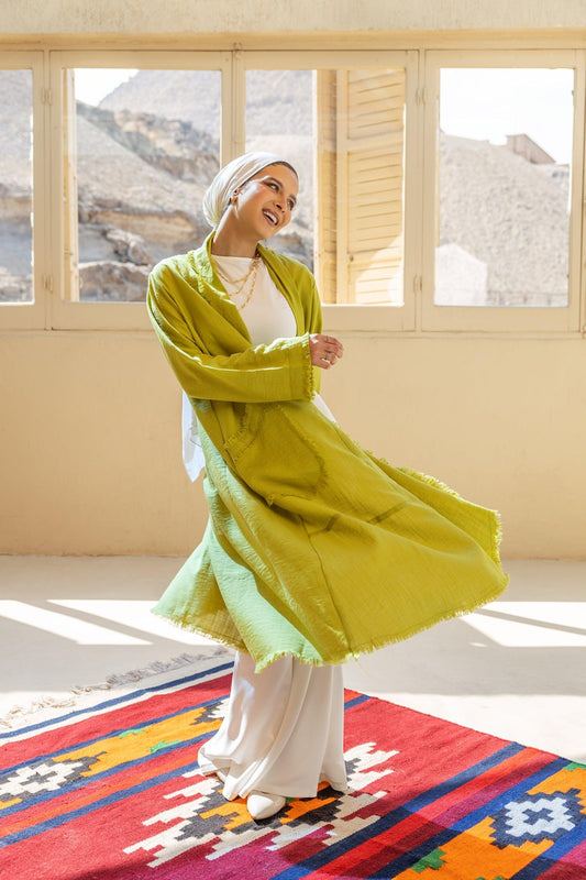 Plain Kimono with Tassel Hem