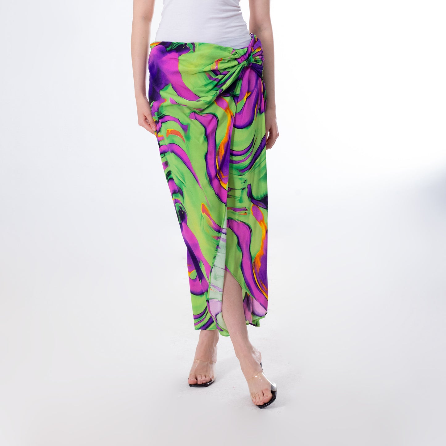 Lavender Colorful Summer Skirt - تنورة صيفية ملونة باللون الخزامي