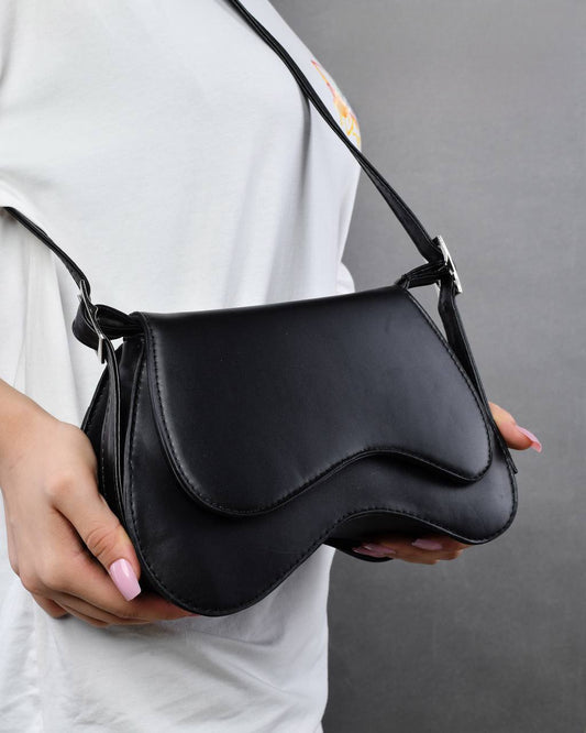 Black Solid Shoulder Bag