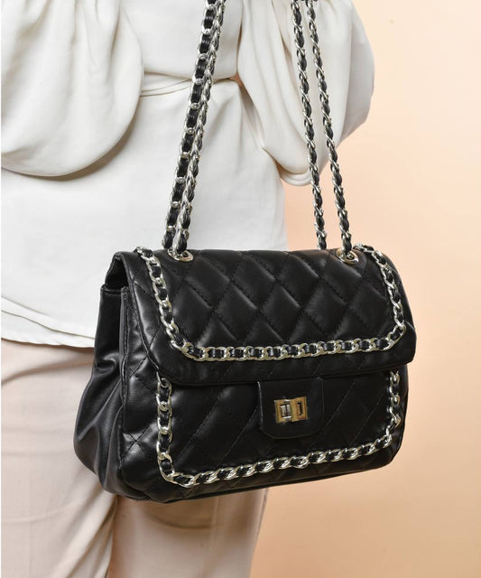 Black Twist Lock Shoulder Bag