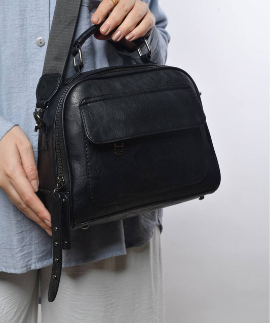 Black Leather Crossbody Bag