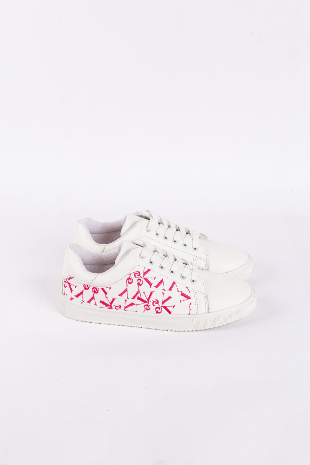White Embroidered Side Sneakers