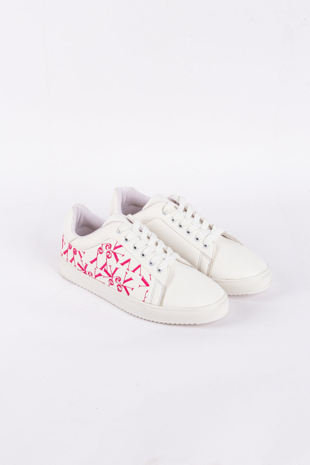 White Embroidered Side Sneakers