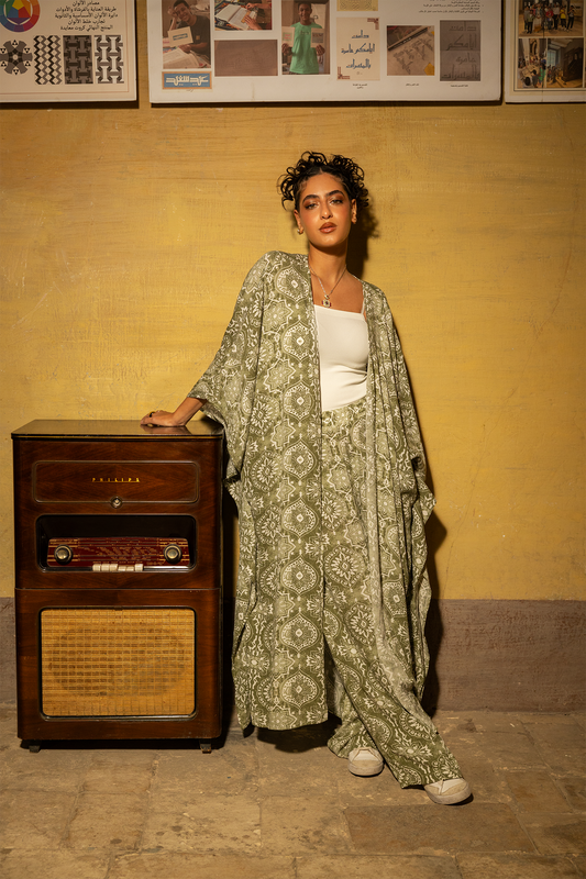 Olive Printed Kimono