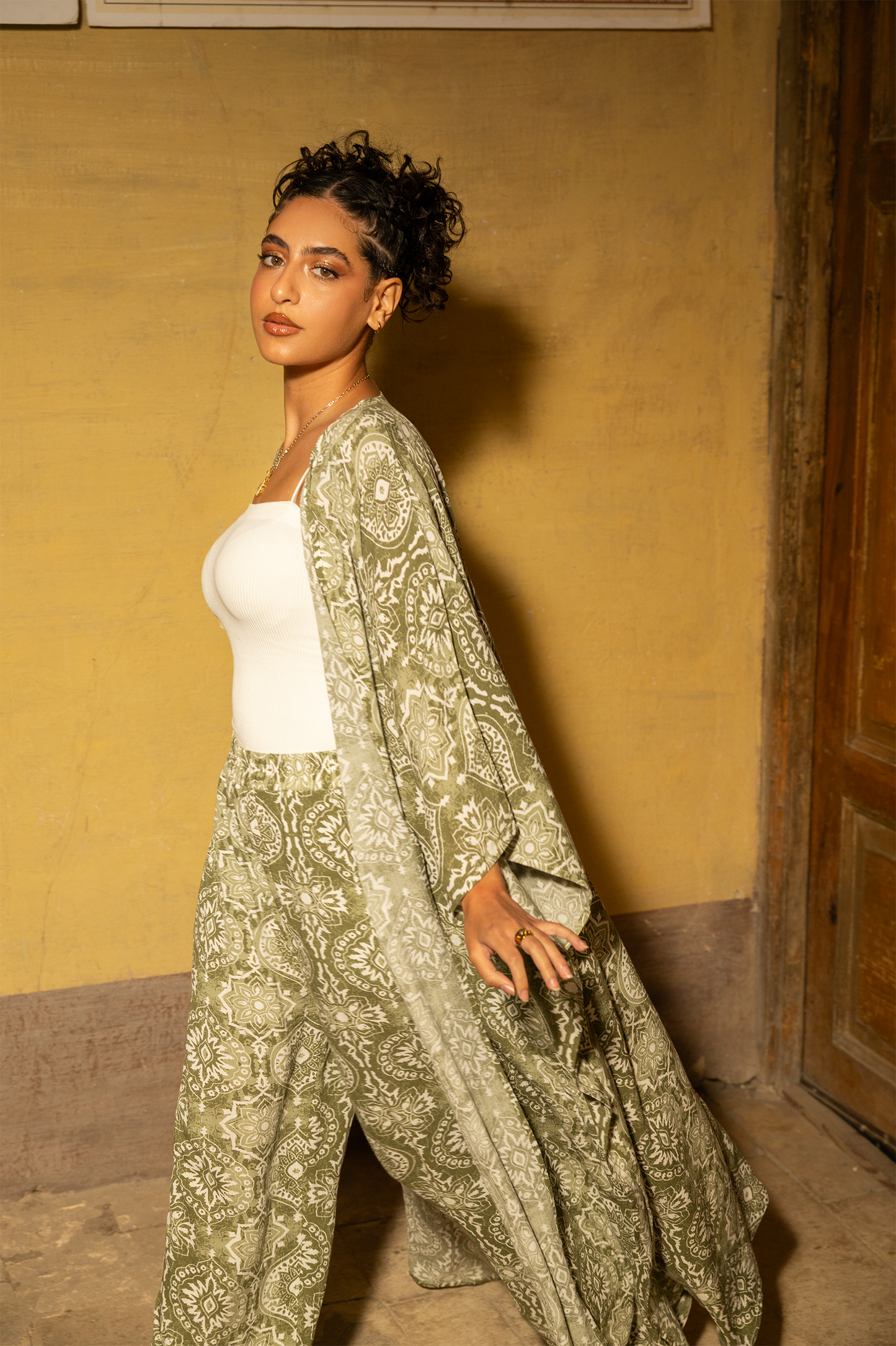 Olive Printed Kimono