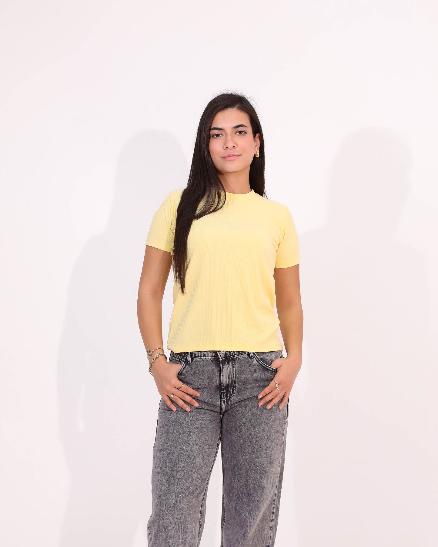 Yellow Cotton Basic T-Shirt