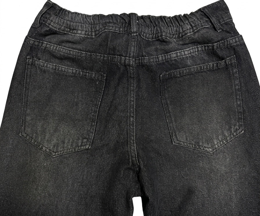 Dark Bloom Straight Denim ( Elastic waist )