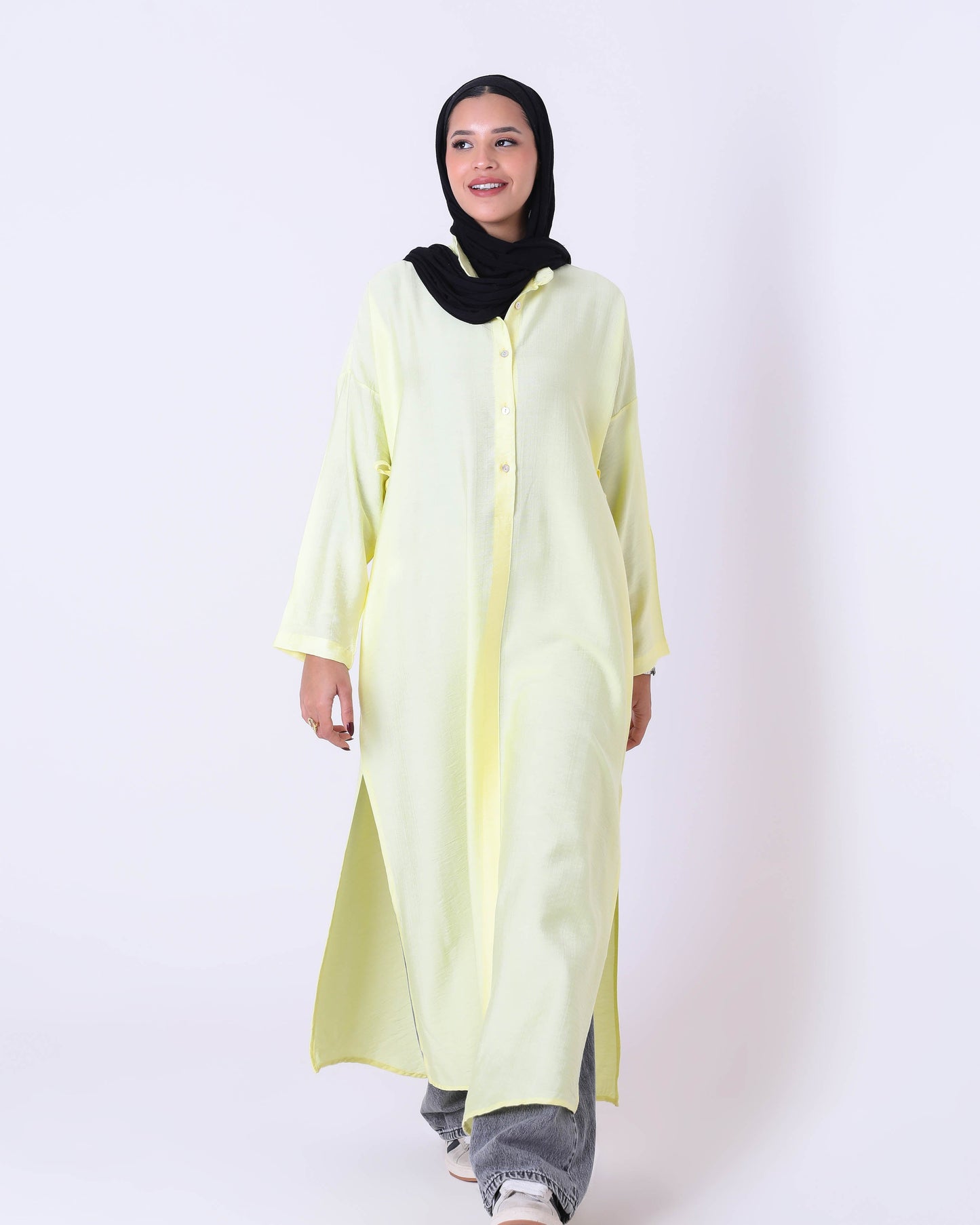 Yellow Tie Strap Shirt Dress