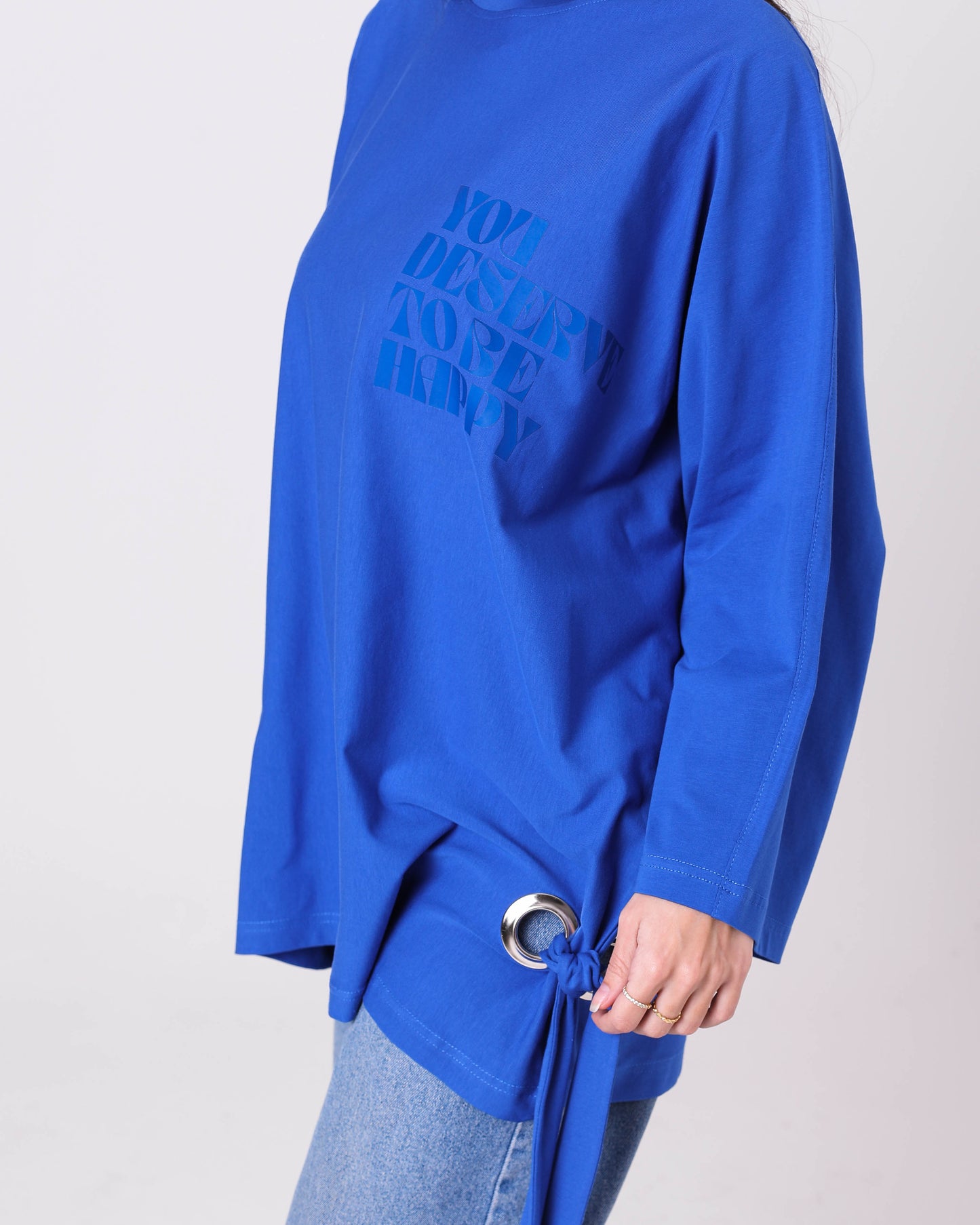 Blue Printed Cotton T-Shirt