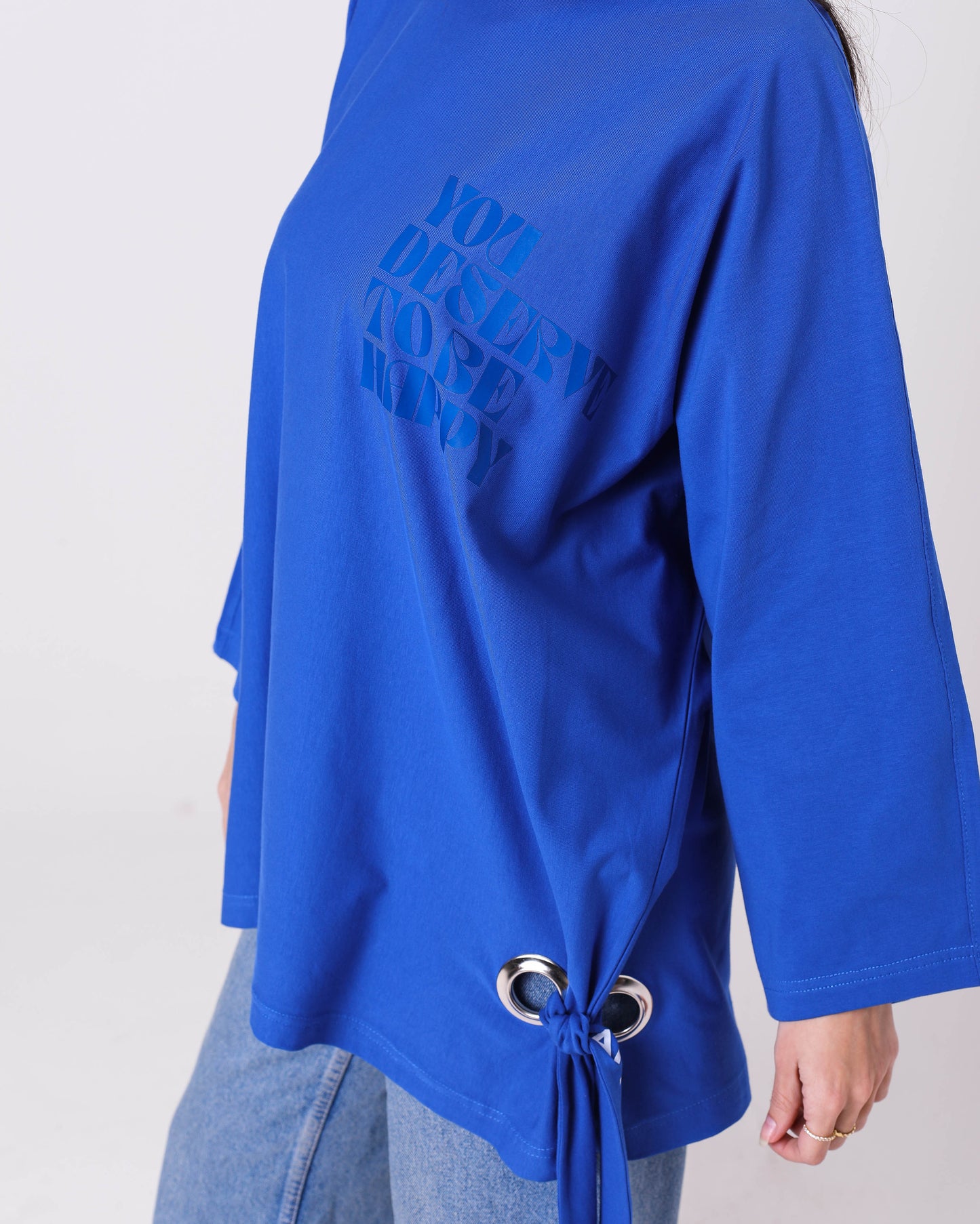 Blue Printed Cotton T-Shirt