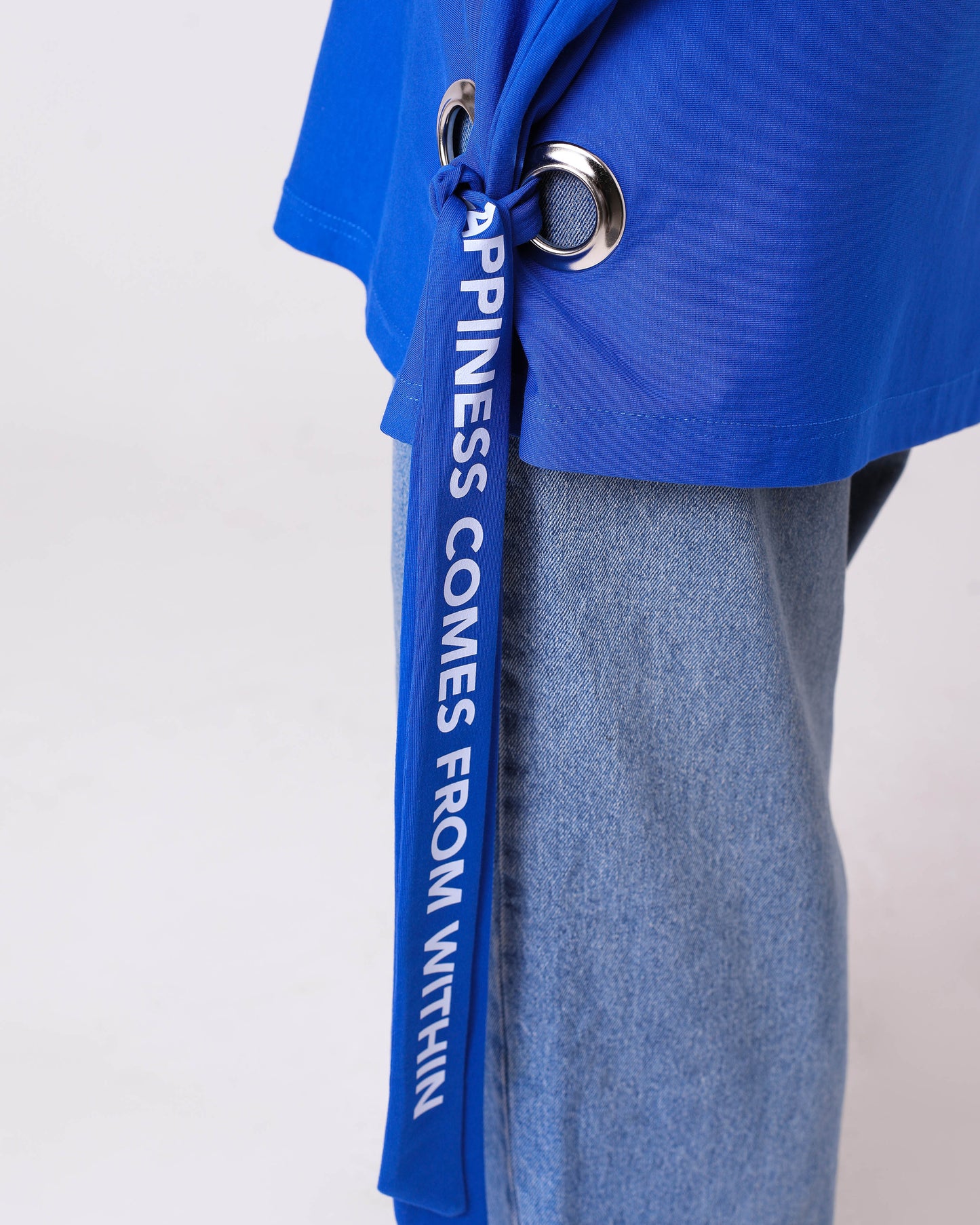 Blue Printed Cotton T-Shirt
