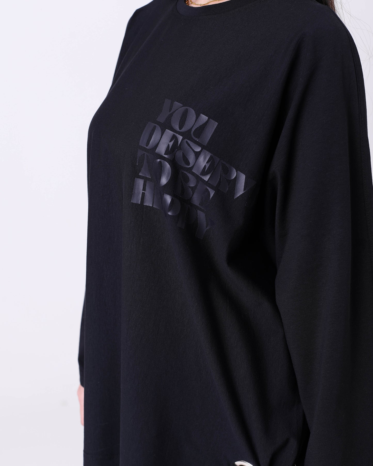Black Printed Cotton T-Shirt