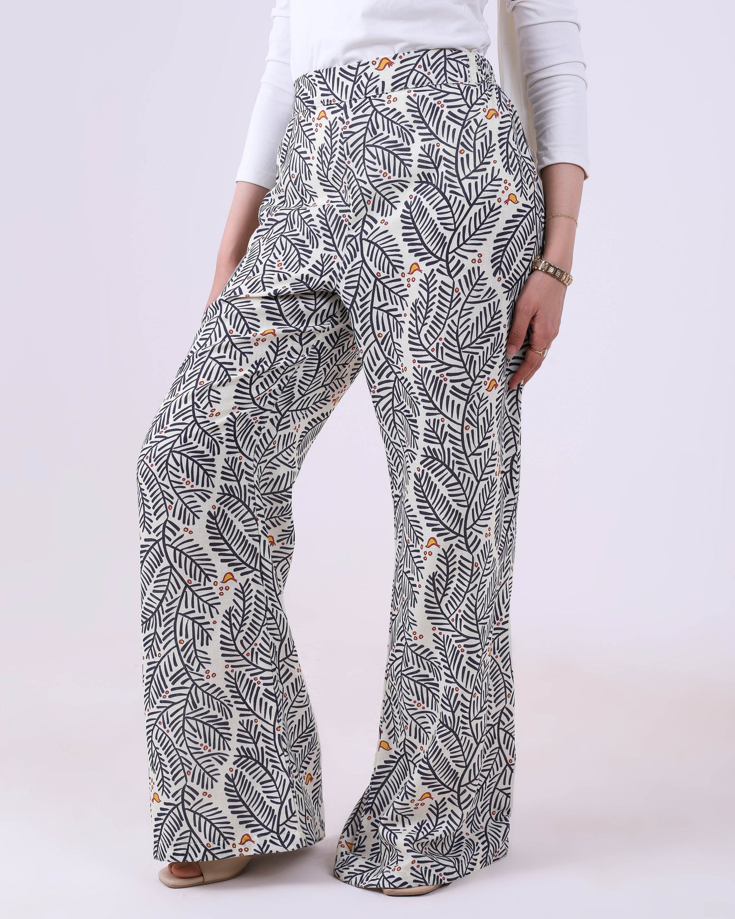 Black High Waisted Printed Pants