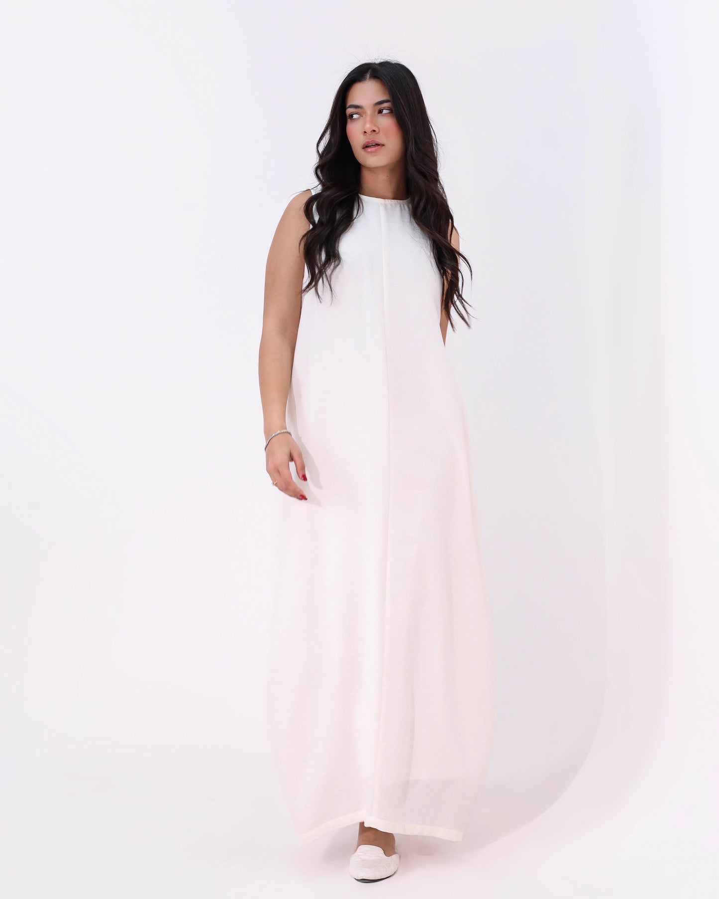 White Basic Sleeveless Dress