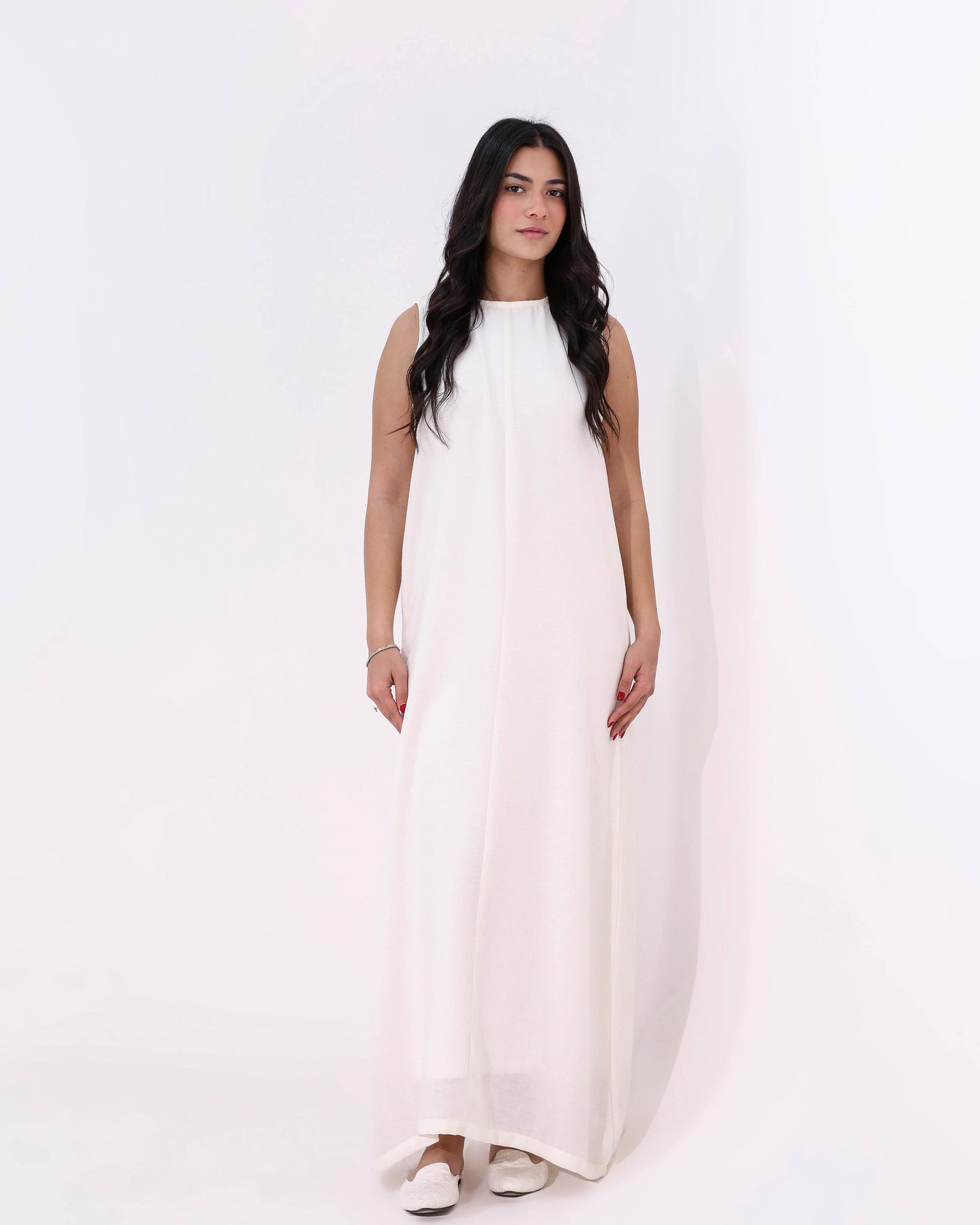 White Basic Sleeveless Dress