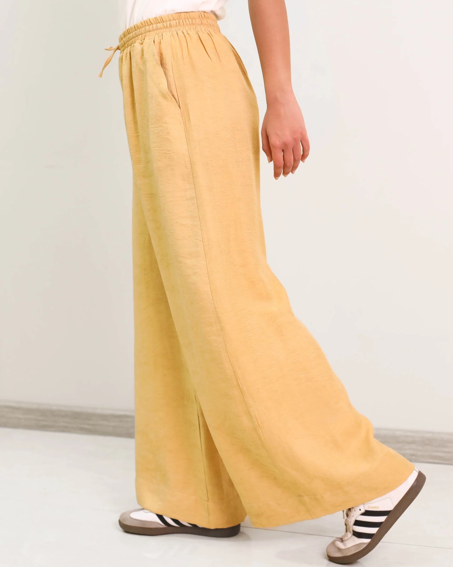 Camel Elasticated Waist Chiffon Pants
