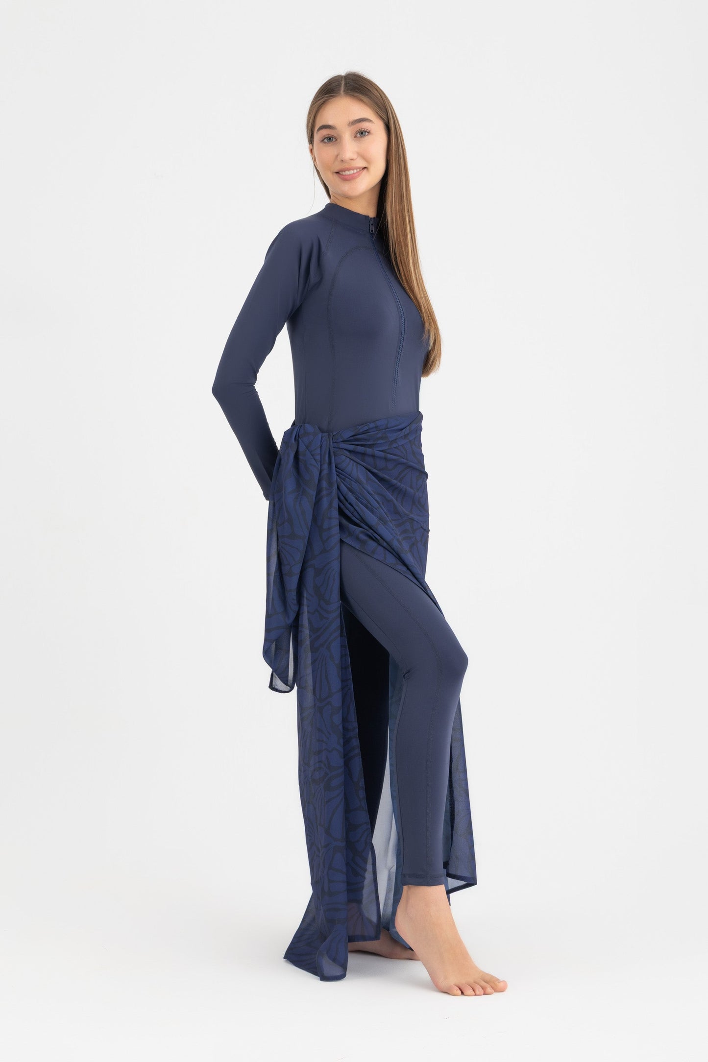 Sapphire Blue Chiffon Wrap Skirt - تنورة شيفون ملفوفة باللون الأزرق الياقوتي