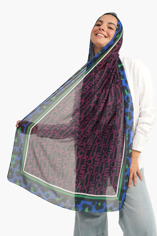 Fuchsia Chiffon Printed Scarf