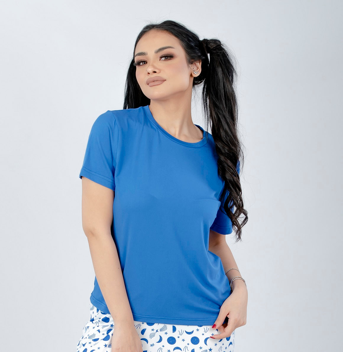 Blue Plain Basic T-Shirt