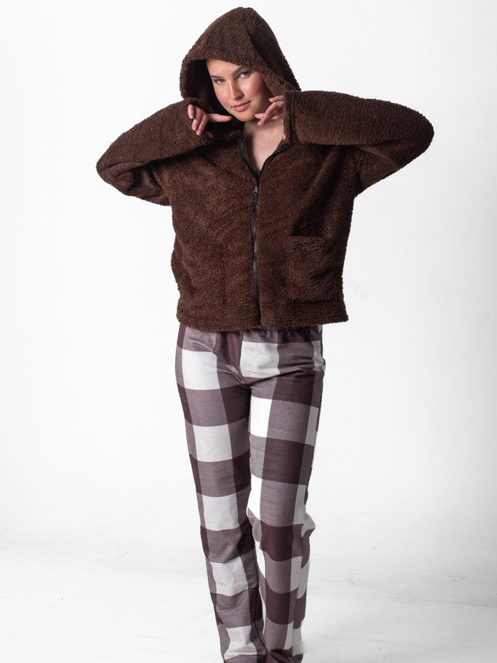 Brown Checkered Pajama Pants