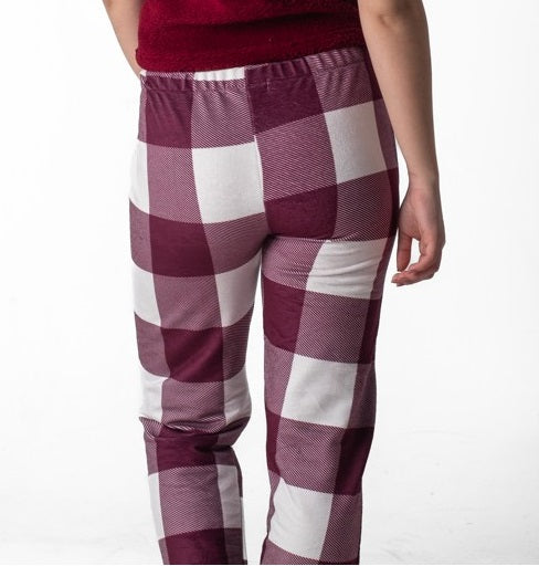 بنطلون بيجاما منقوش باللون العنابي