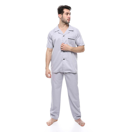Classic Buttons Pajama Set - طقم بيجامة كلاسيك بأزرار