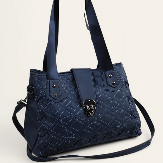 Navy Embellished Shoulder Bag