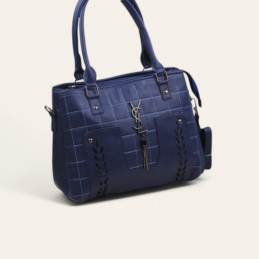 Navy Trendy Handbag with Strap