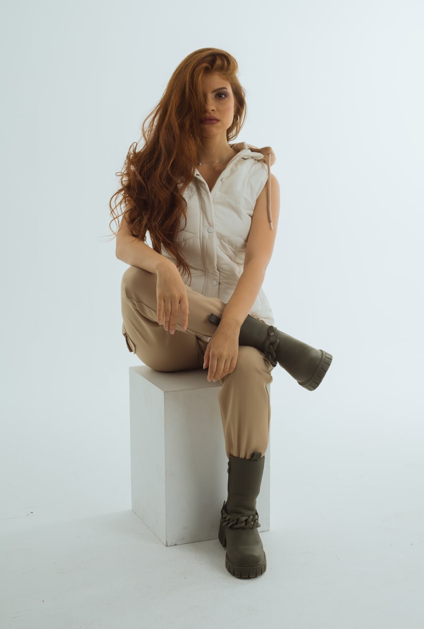 Beige Skinny Leg Cargo Pants