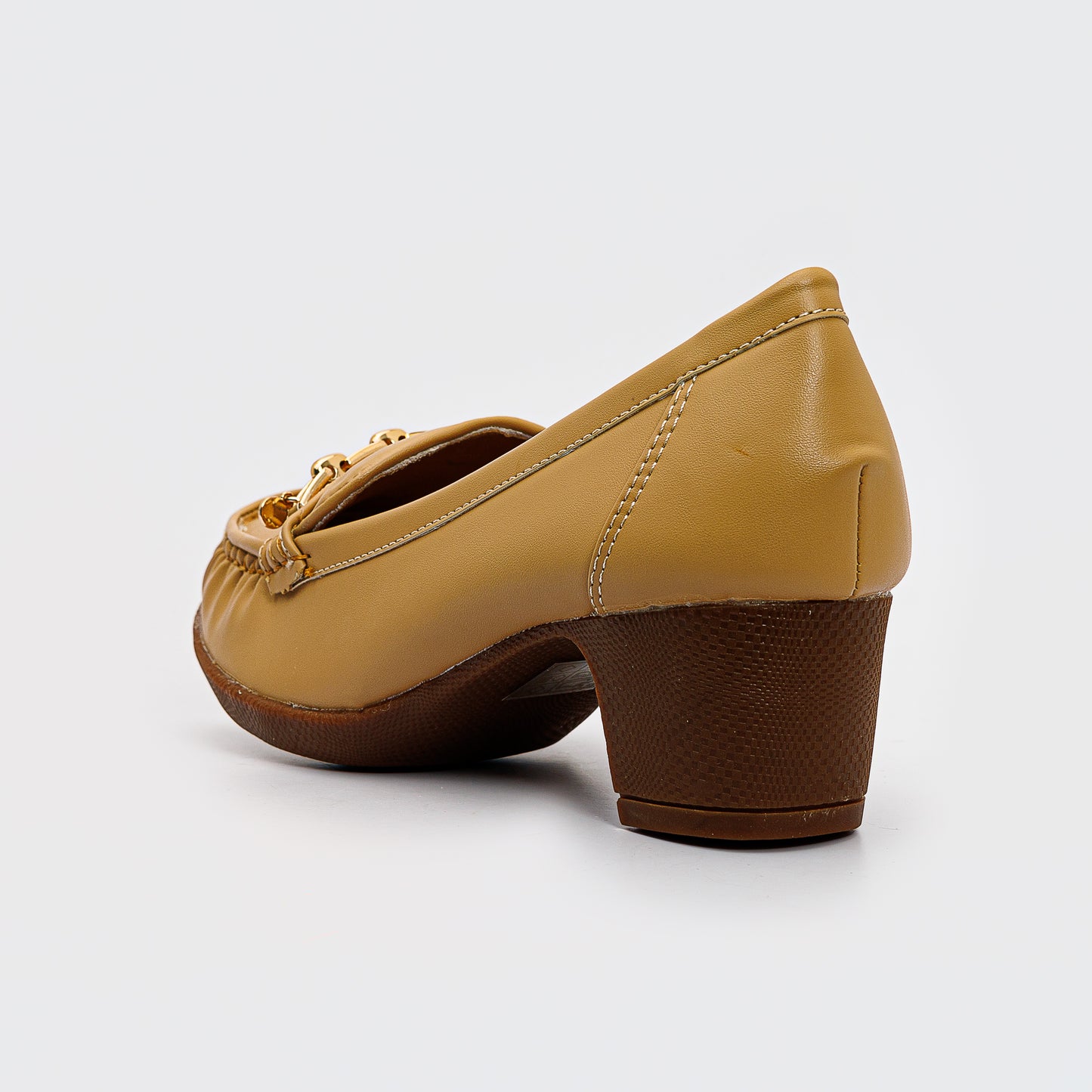 Golden Detail Moccasin Heeled Shoes