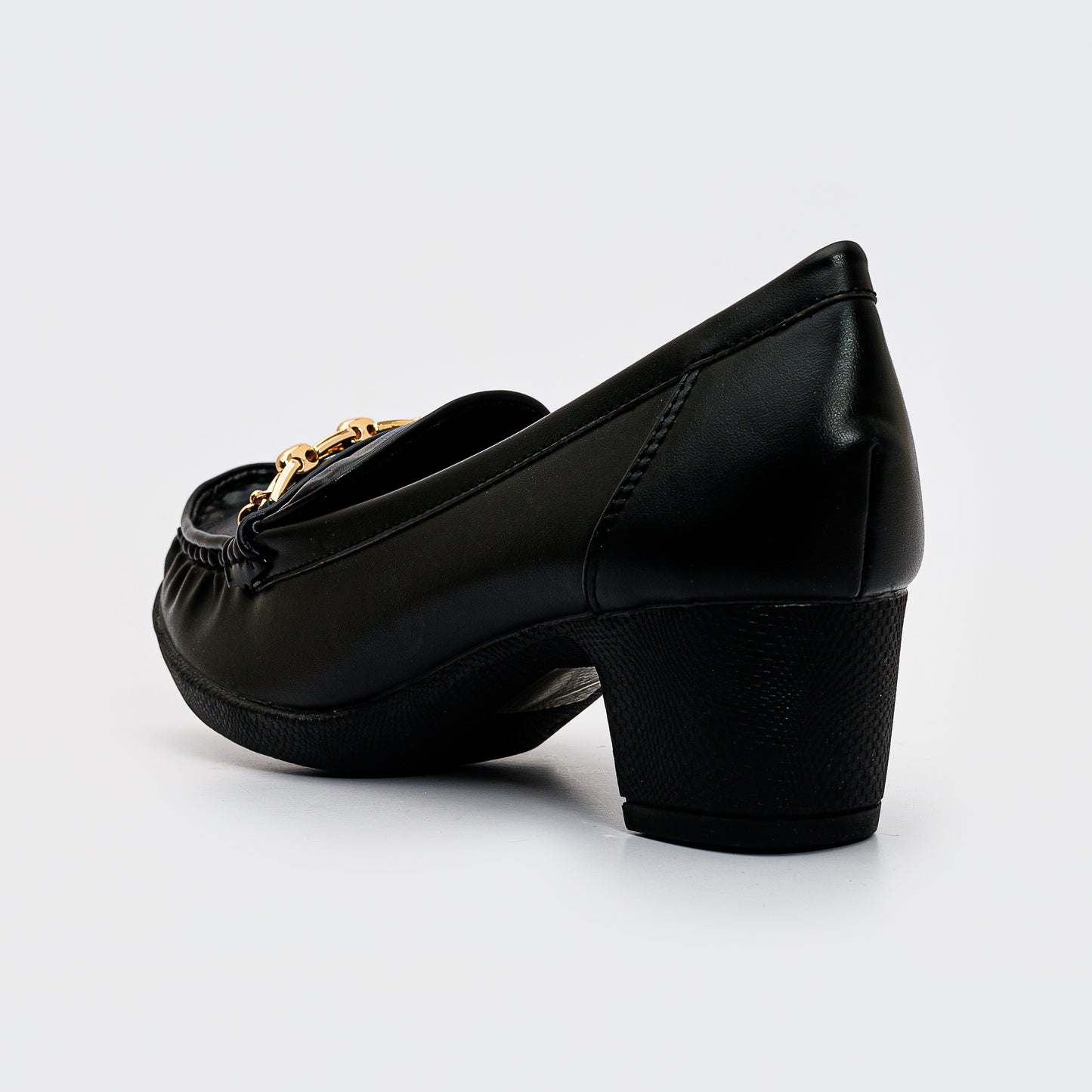 Golden Detail Moccasin Heeled Shoes
