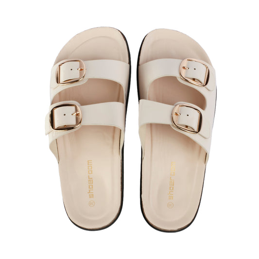 Flat Slipper with Double Buckle