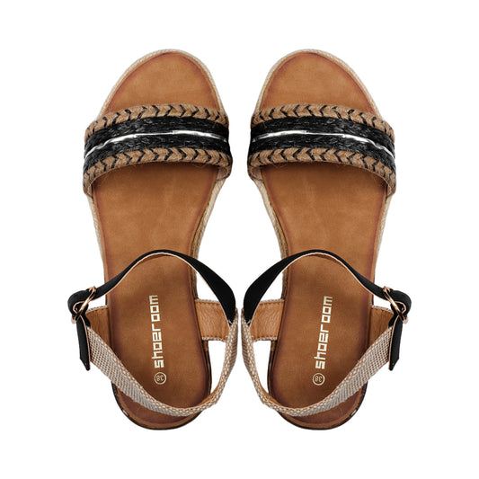 Burlap Sandal with Comfy Heel