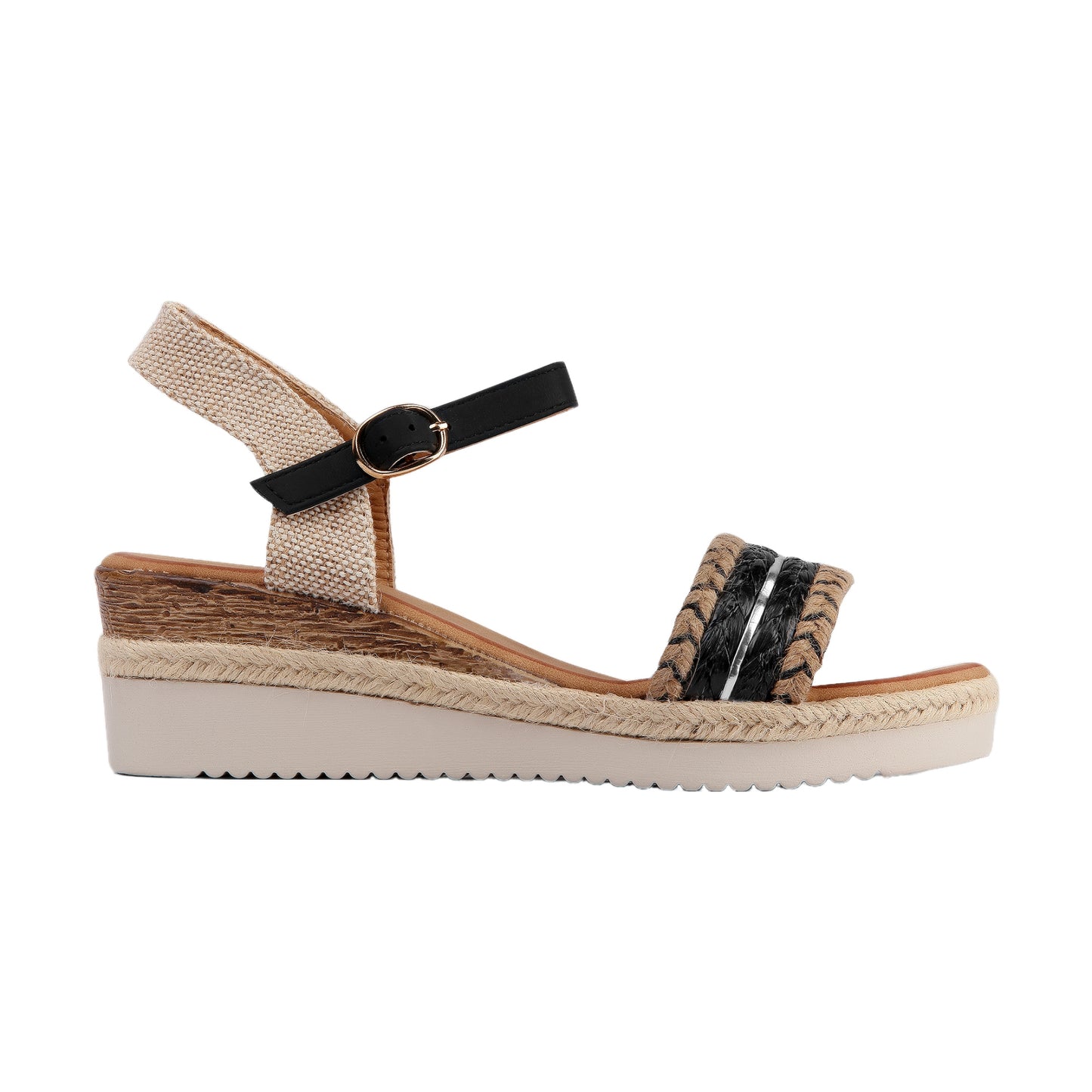 Burlap Sandal with Comfy Heel