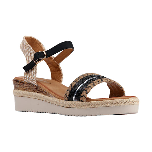 Burlap Sandal with Comfy Heel