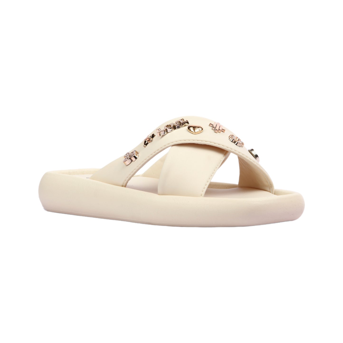 Cross Slipper Decorated with Metal Detail